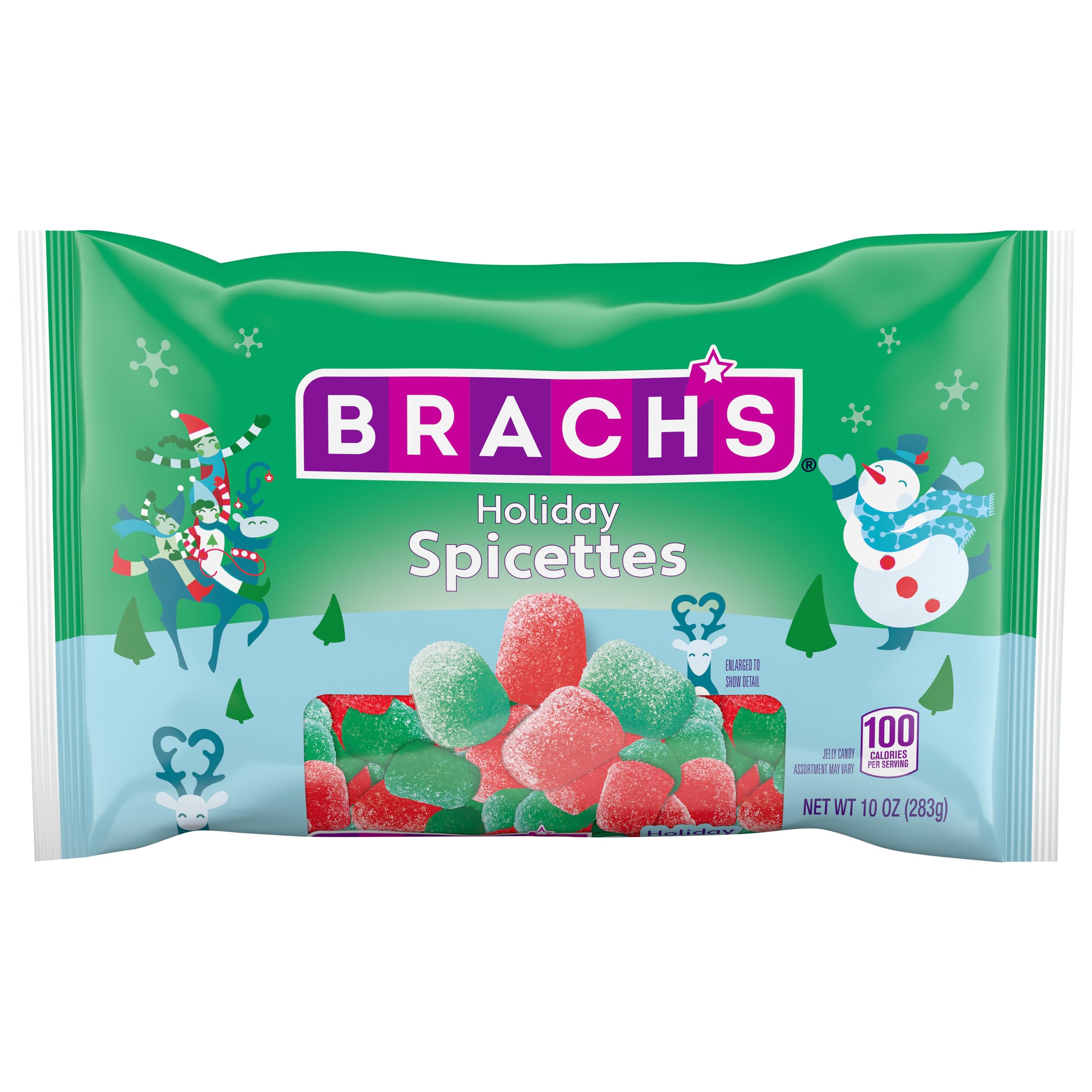 Brach's Holiday Spicettes red and green gumdrops in a festive bowl for holiday snacking.