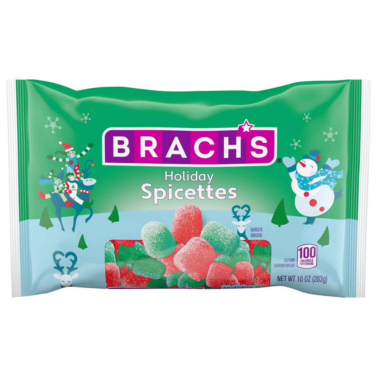 Brach's Holiday Spicettes red and green gumdrops in a festive bowl for holiday snacking.