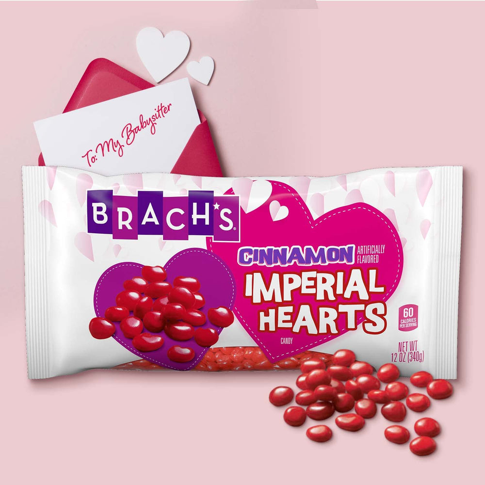 Brach's Imperial Hearts Cinnamon cookies with candy heart toppers.