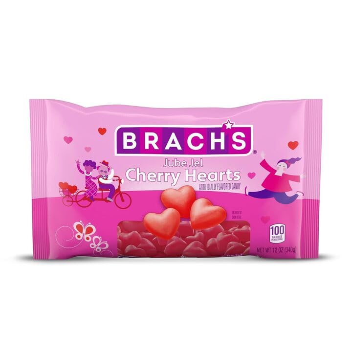 Brach’s Jube Jel Cherry Hearts heart-shaped candies for Valentine’s decor.