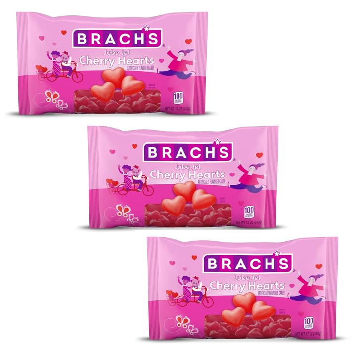 Brach’s Jube Jel Cherry Hearts three-pack ready for gifting and sharing.