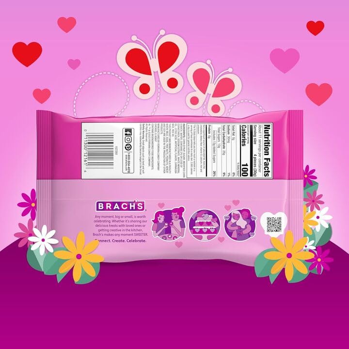 Brach’s Jube Jel Cherry Hearts individually wrapped bags for sharing.