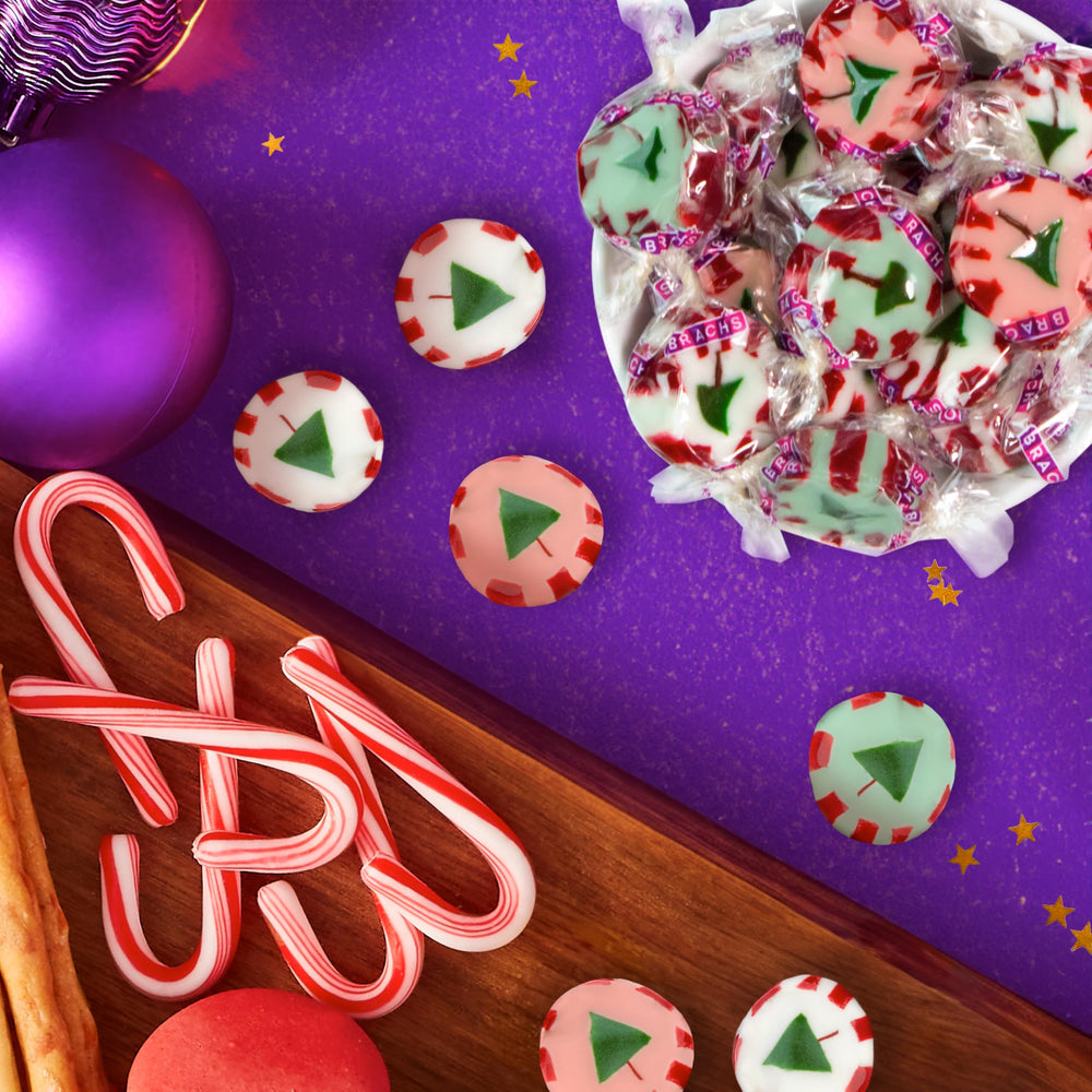 Brach's mini peppermint candy canes close-up packaging preserving freshness