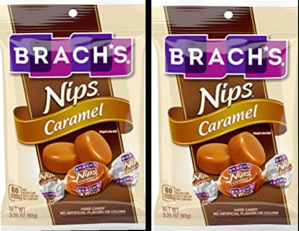 Brach's Nips caramel bag, gluten-free candy for sharing.