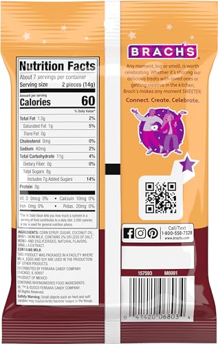 Brach's Nips caramel hard candy pack of 12 bags ready for sharing