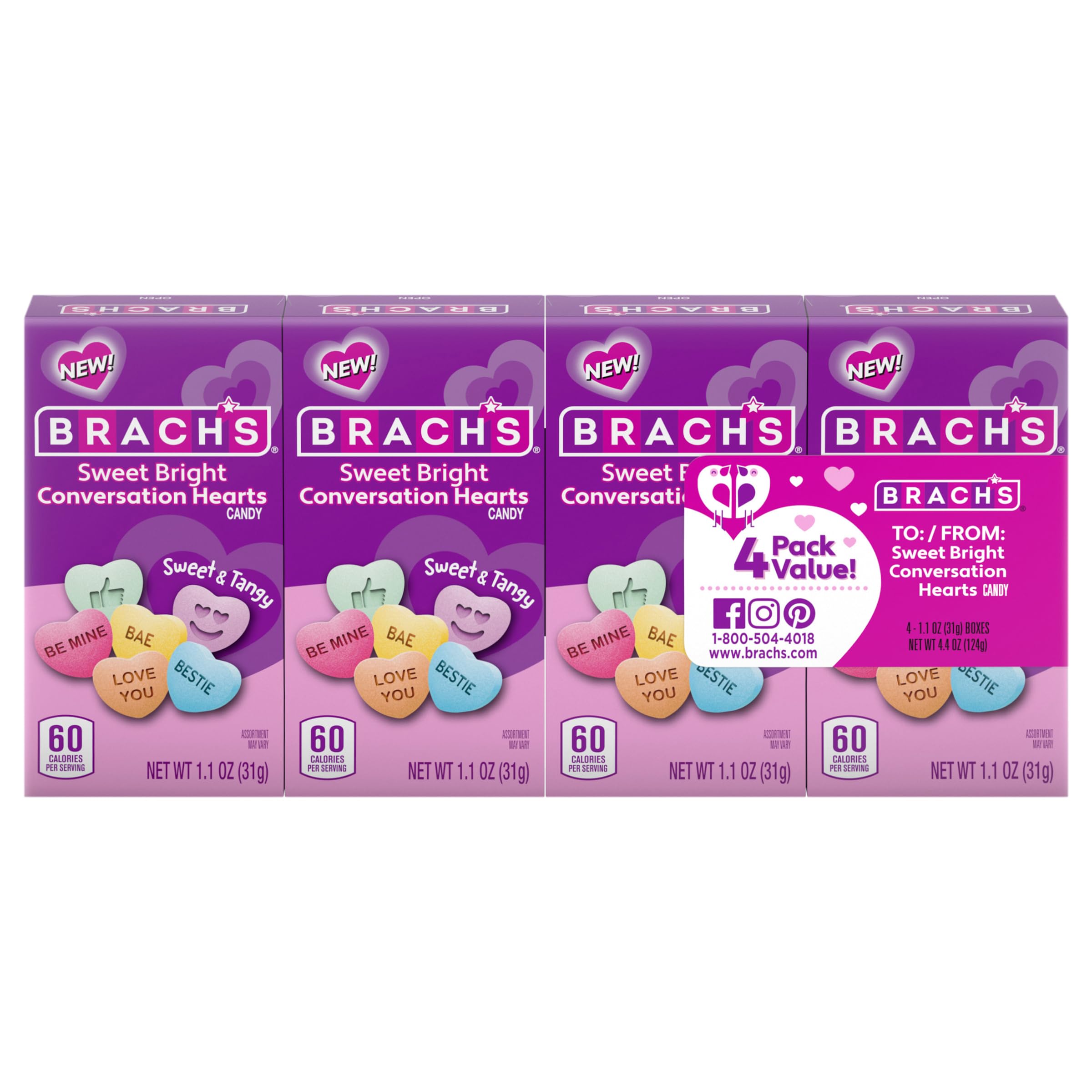 Brach's Sweet Bright Tiny Conversation Hearts image, colorful hearts ideal for Valentine gifting and messages.