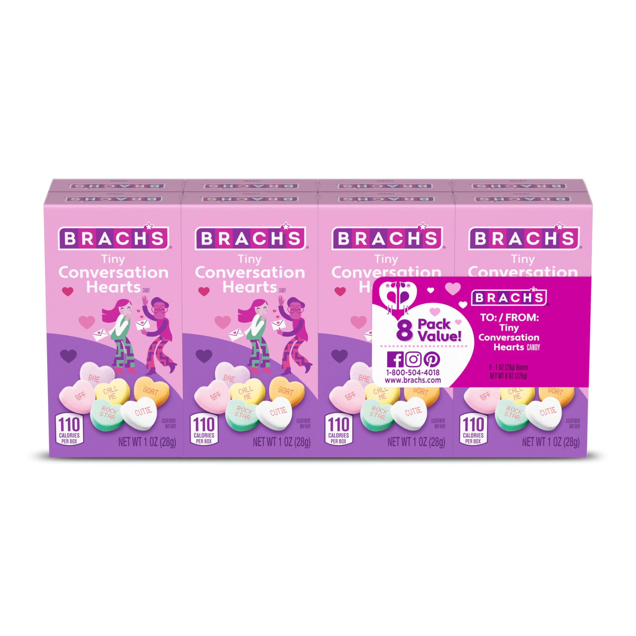 Brach’s Tiny Conversation Hearts pack with eight gift boxes ideal for sharing