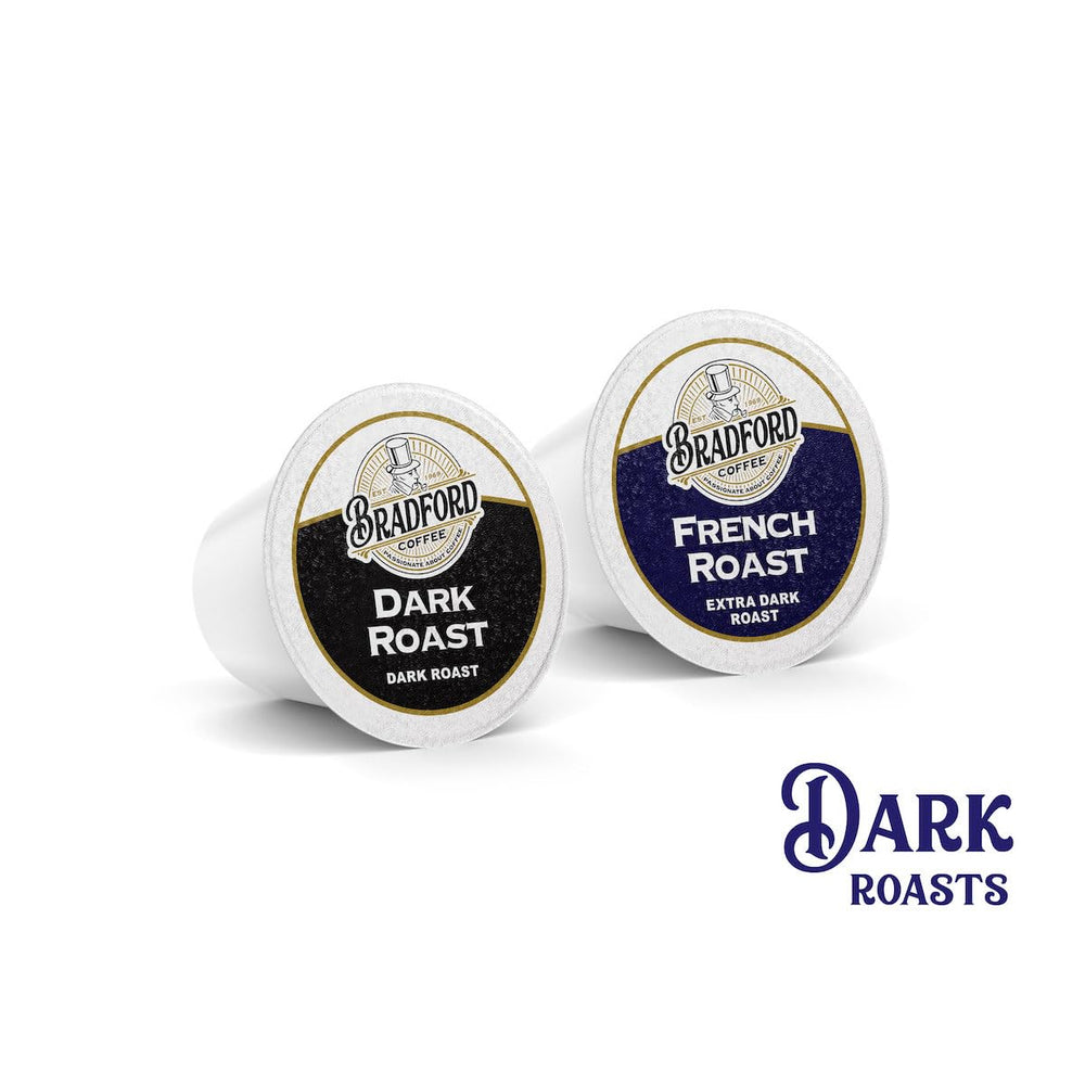 Bradford Coffee Roasters Keurig compatible cups for quick mess-free brewing.
