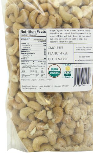 Braga Cashews closeup texture reveals crunchy roasted surfaces.