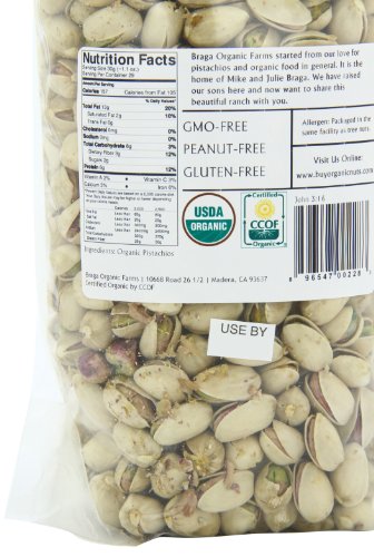 Braga Organic Farms pistachios snack-ready in a bowl showing easy snacking.