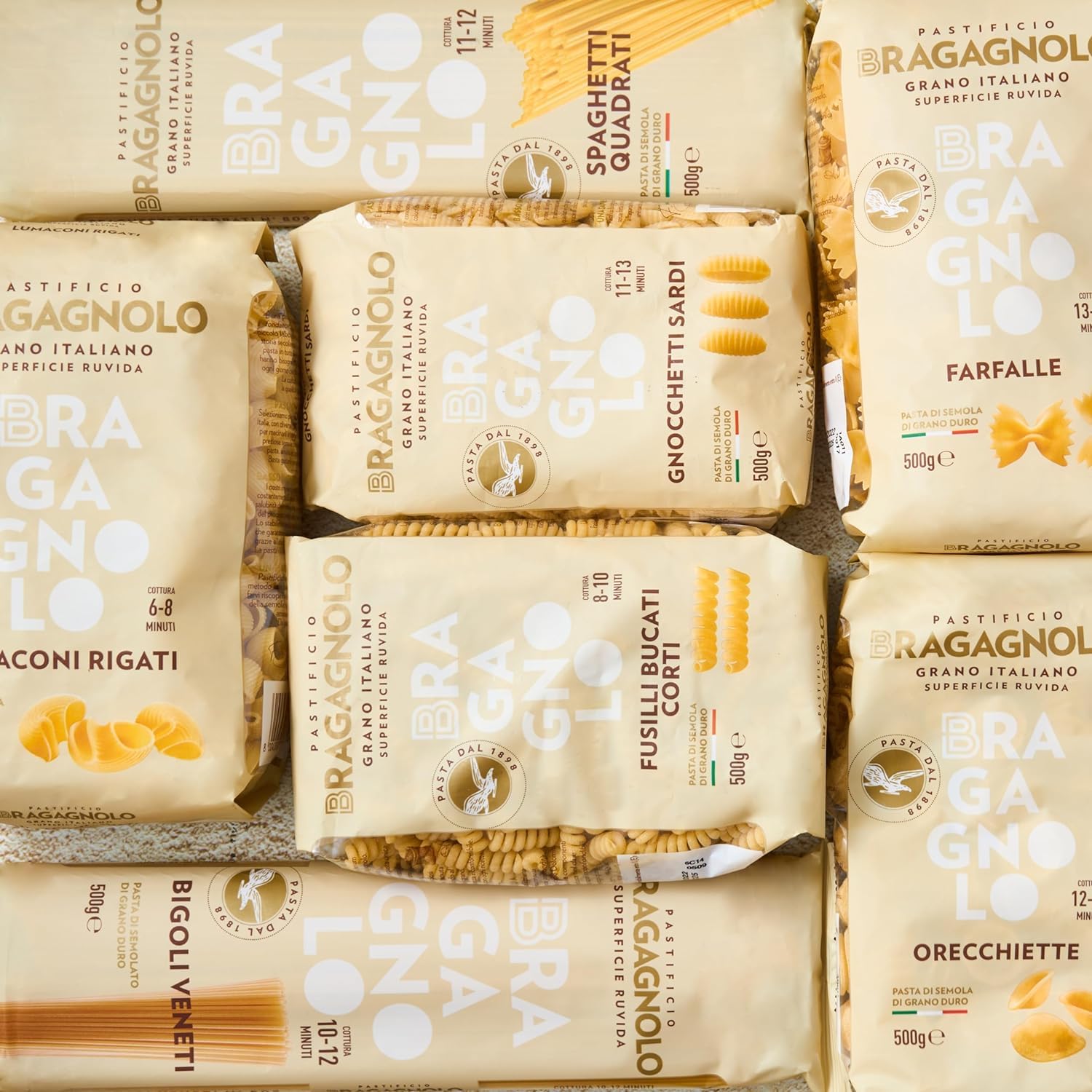 Bragagnolo Spaghettoni 805 made in Italy, honoring 1898 pasta-making tradition.