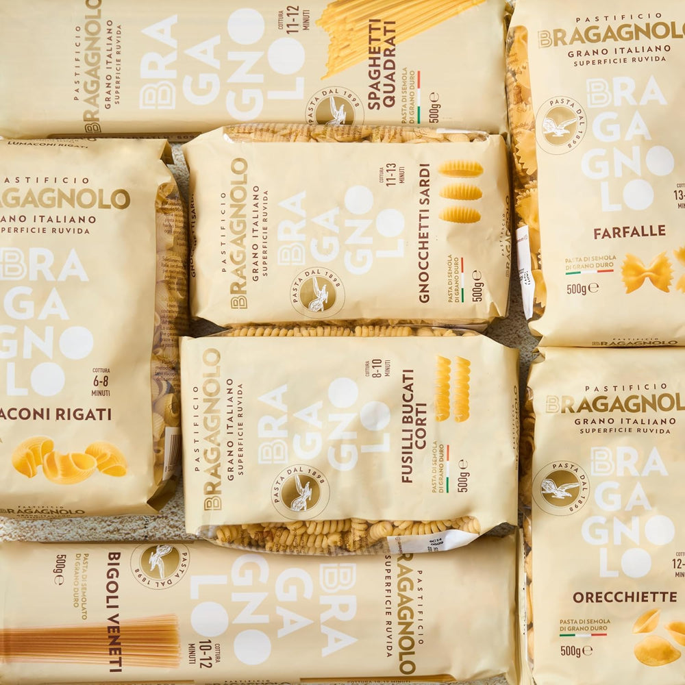 Bragagnolo Spaghettoni 805 made in Italy, honoring 1898 pasta-making tradition.