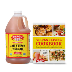 Bragg Apple Cider Vinegar bottle with Mother for daily use.