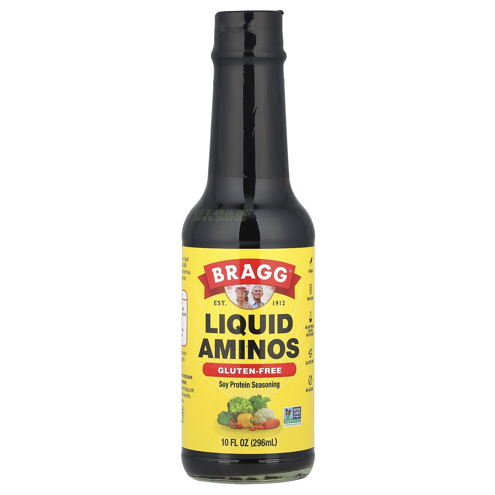 Bragg Liquid Aminos bottle pour adds savory umami to meals.