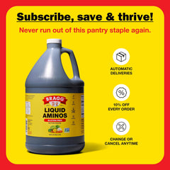 Bragg Liquid Aminos bottle with spoon for marinades and dressings
