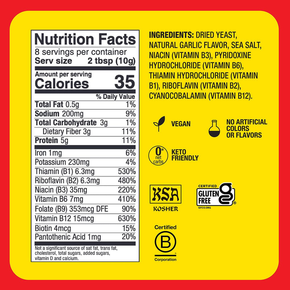 Bragg Nutritional Yeast Roasted Garlic close-up highlighting garlic aroma for toppings
