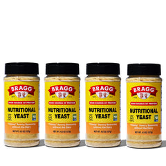 Bragg Nutritional Yeast Seasoning bottle pour — savory vegan cheese substitute for meals