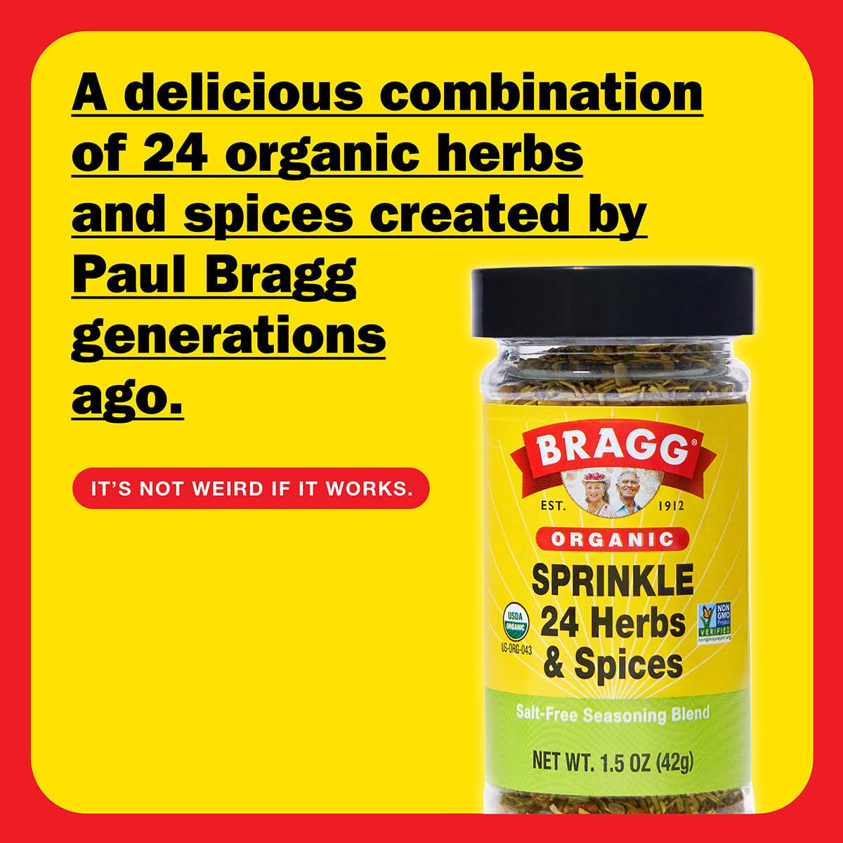 Bragg Sprinkle ingredients closeup highlighting 24 herbs and spices