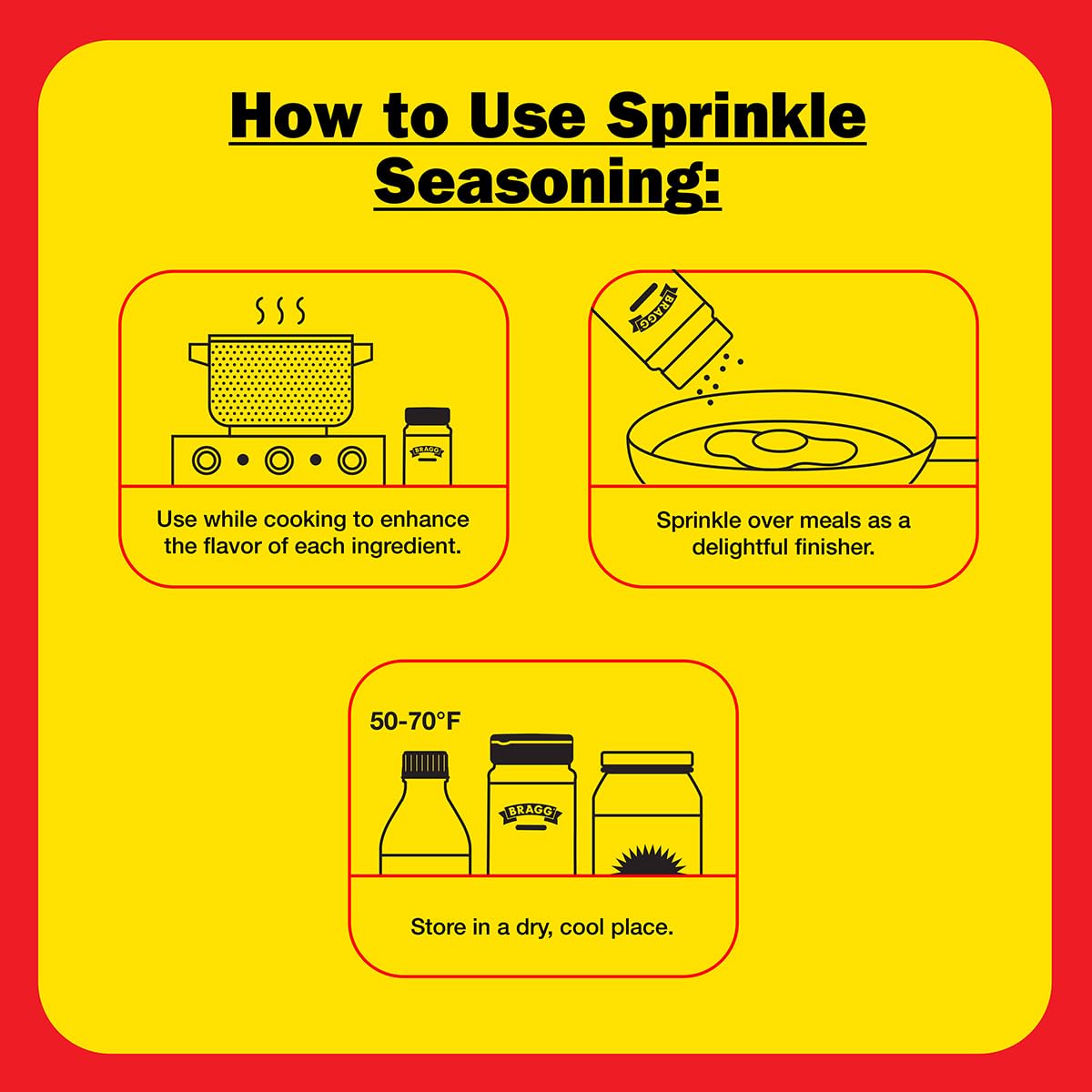 Bragg Sprinkle on grilled meat for enhanced seasoning without added salt