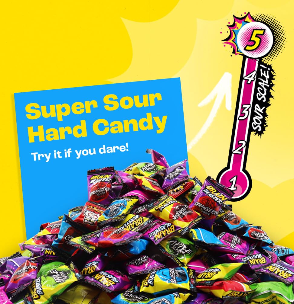 Brain Blasterz Mega Sour Christmas Surprise Box with festive sour treats.