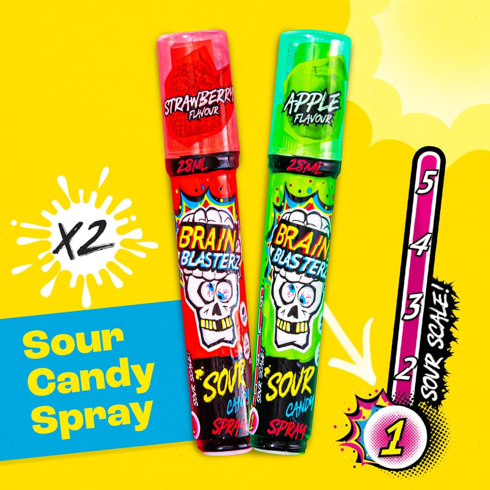 Brain Blasterz Mega Sour Holiday Packaging shows gift-ready festive design.