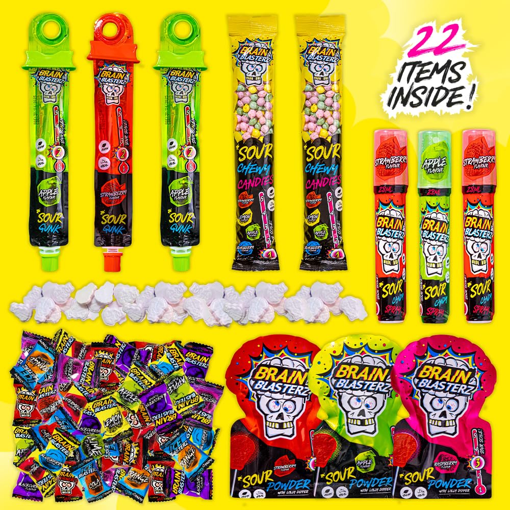 Brain Blasterz Mega Sour Lollipop Selection for tangy pops and playful snacking.