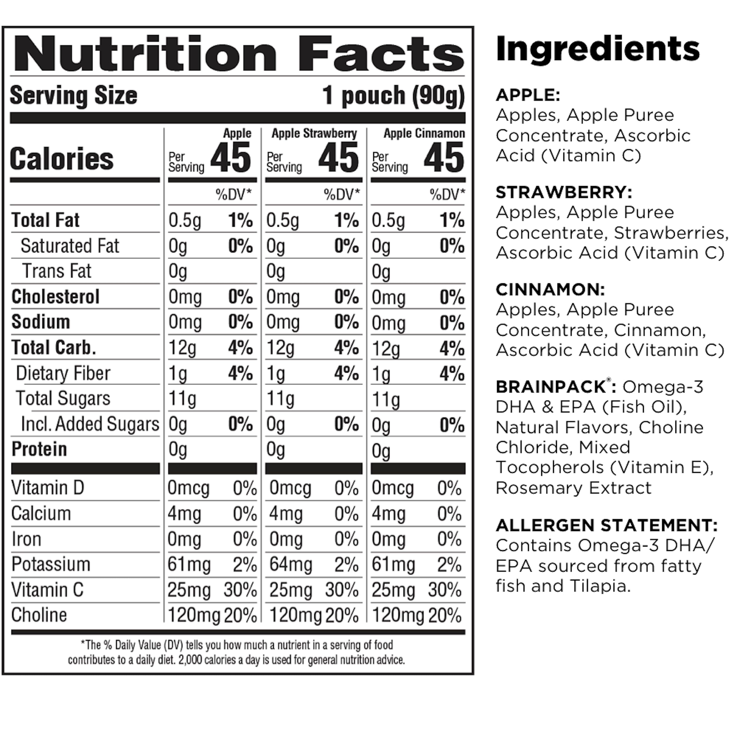 Brainiac Applesauce Apple-Strawberry pouch for lunchboxes and healthy snacking