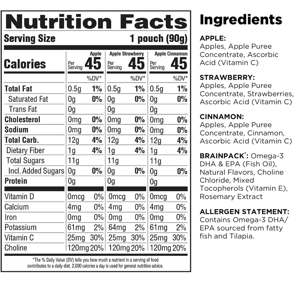 Brainiac Applesauce Apple-Strawberry pouch for lunchboxes and healthy snacking