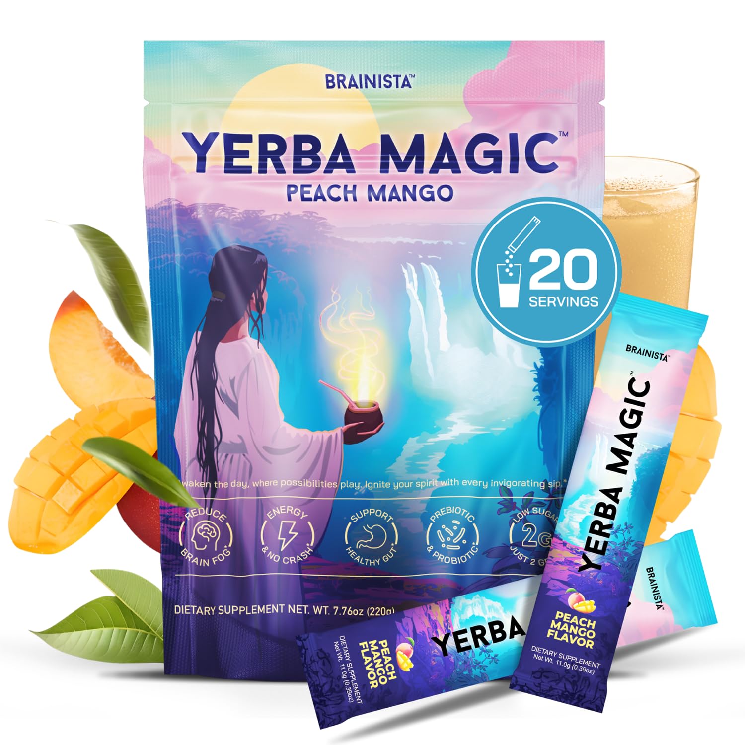 Brainista Yerba Magic packets packaging for portable energy on the go.