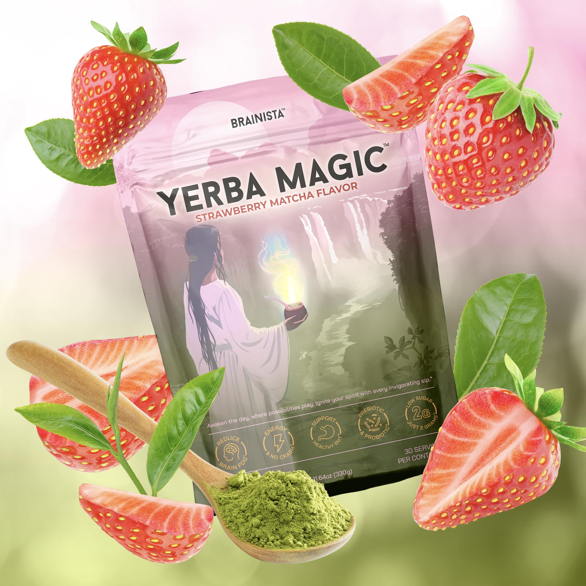 Brainista Yerba Magic powder dissolving in water