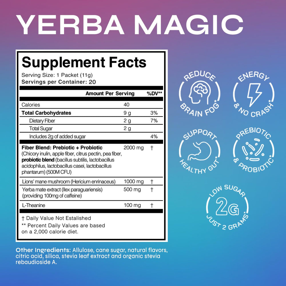 Brainista Yerba Magic stick pack ready to open for instant mix.