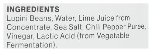 BRAMI Lupini Snack ingredients panel showing natural components and plant-based protein.