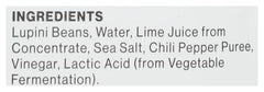 BRAMI Lupini Snack ingredients panel showing natural components and plant-based protein.