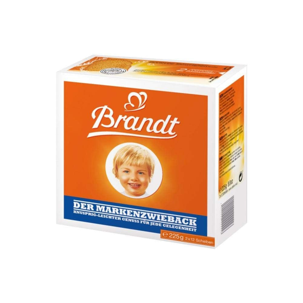 Brandt Zwieback Rusk pairs with cream cheese and toppings.
