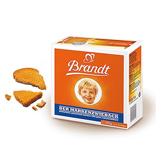 Brandt Zwieback Rusk snack with peanut butter and jelly.