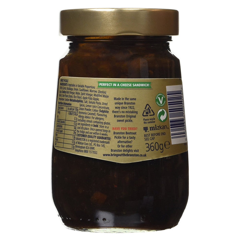 Branston Original Pickle closeup texture, perfect for cheese boards.
