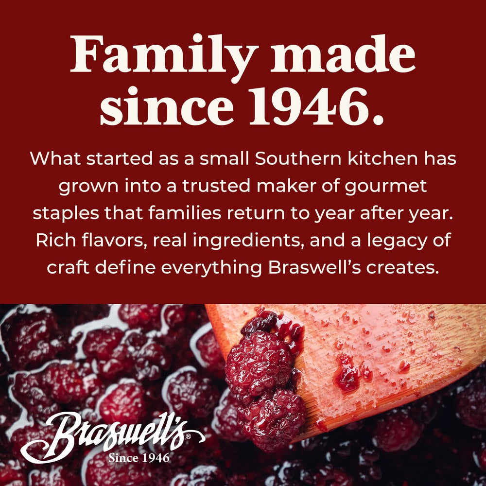 Braswell's red pepper jelly glass jar display.