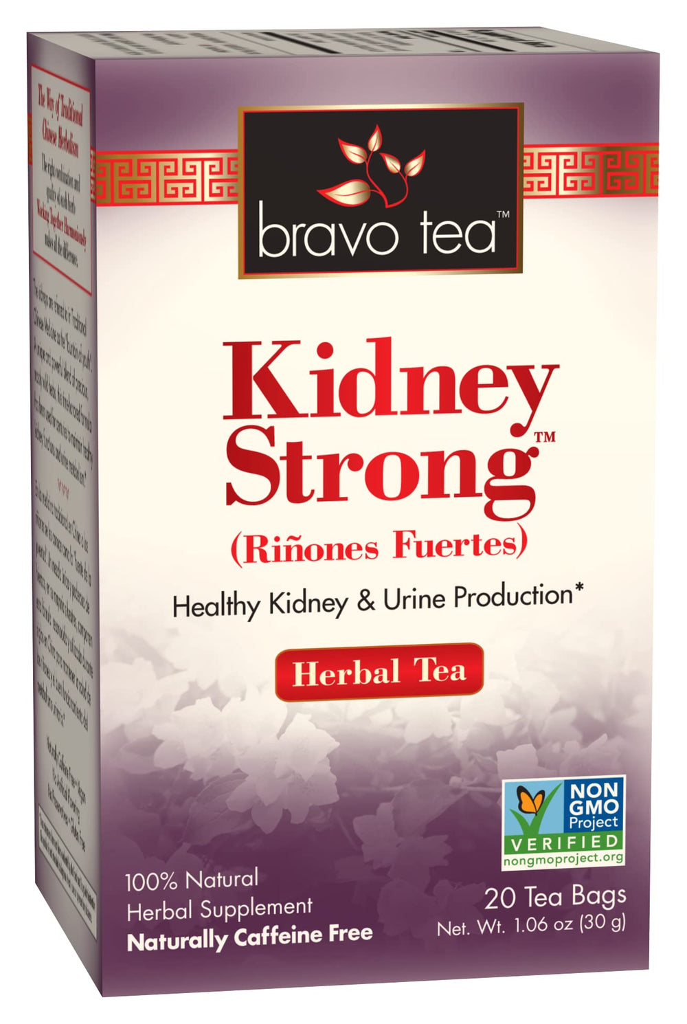 Bravo Tea Kidney Strong packaging showcases premium herbal blend and quality ingredients