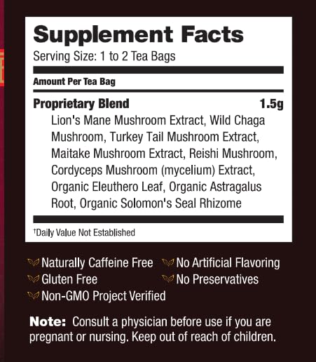 Open Bravo Teas 6Mushroom Dfns packet ready for infusion