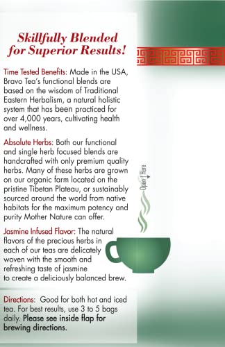 Bravo Tea Blood Circulation caffeine-free label signals a day-friendly ritual.