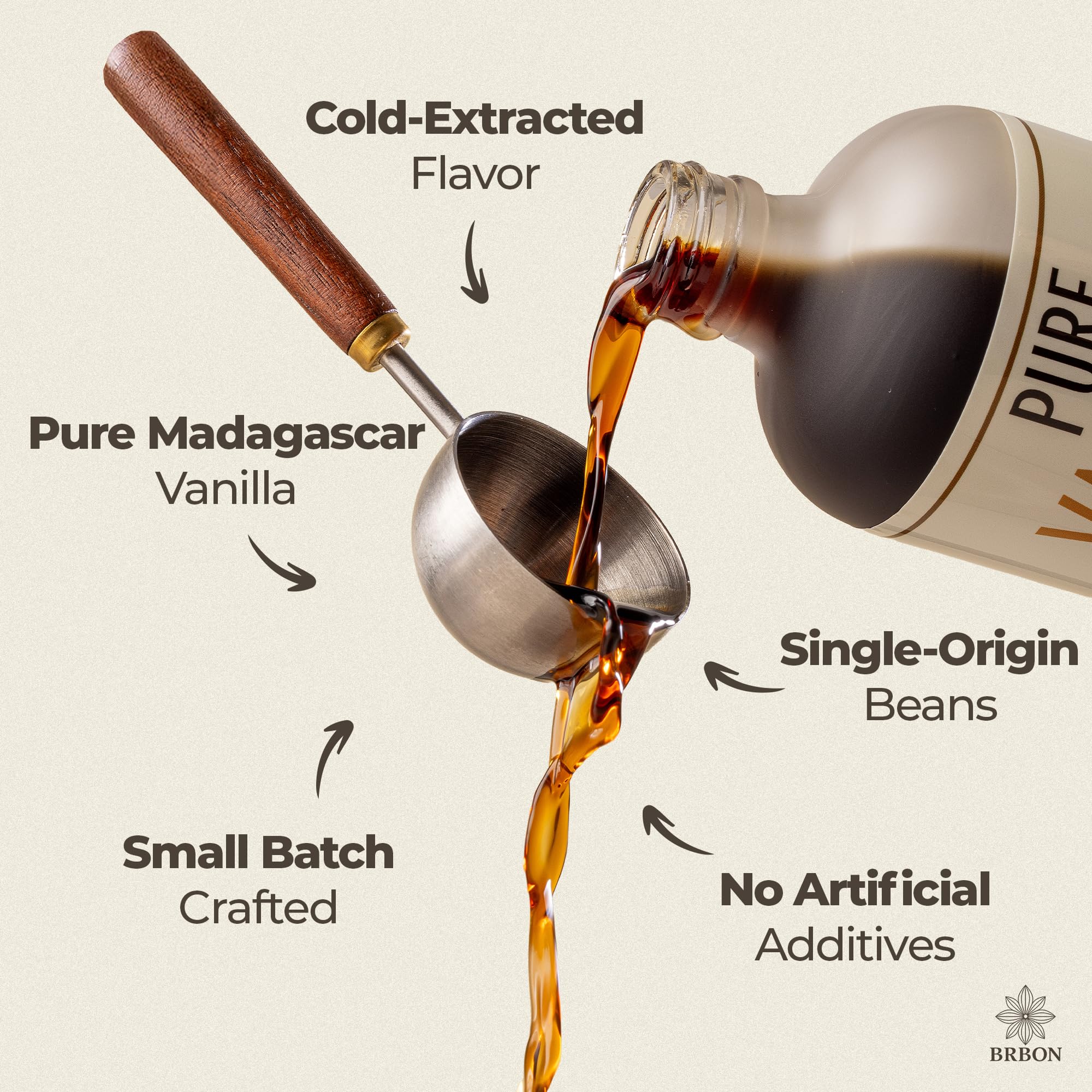 BRBON Madagascar vanilla beans close-up emphasizes premium single-origin flavor.