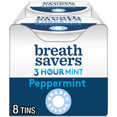 Breath Savers 3-Hour Mint tin front view for on-the-go freshness
