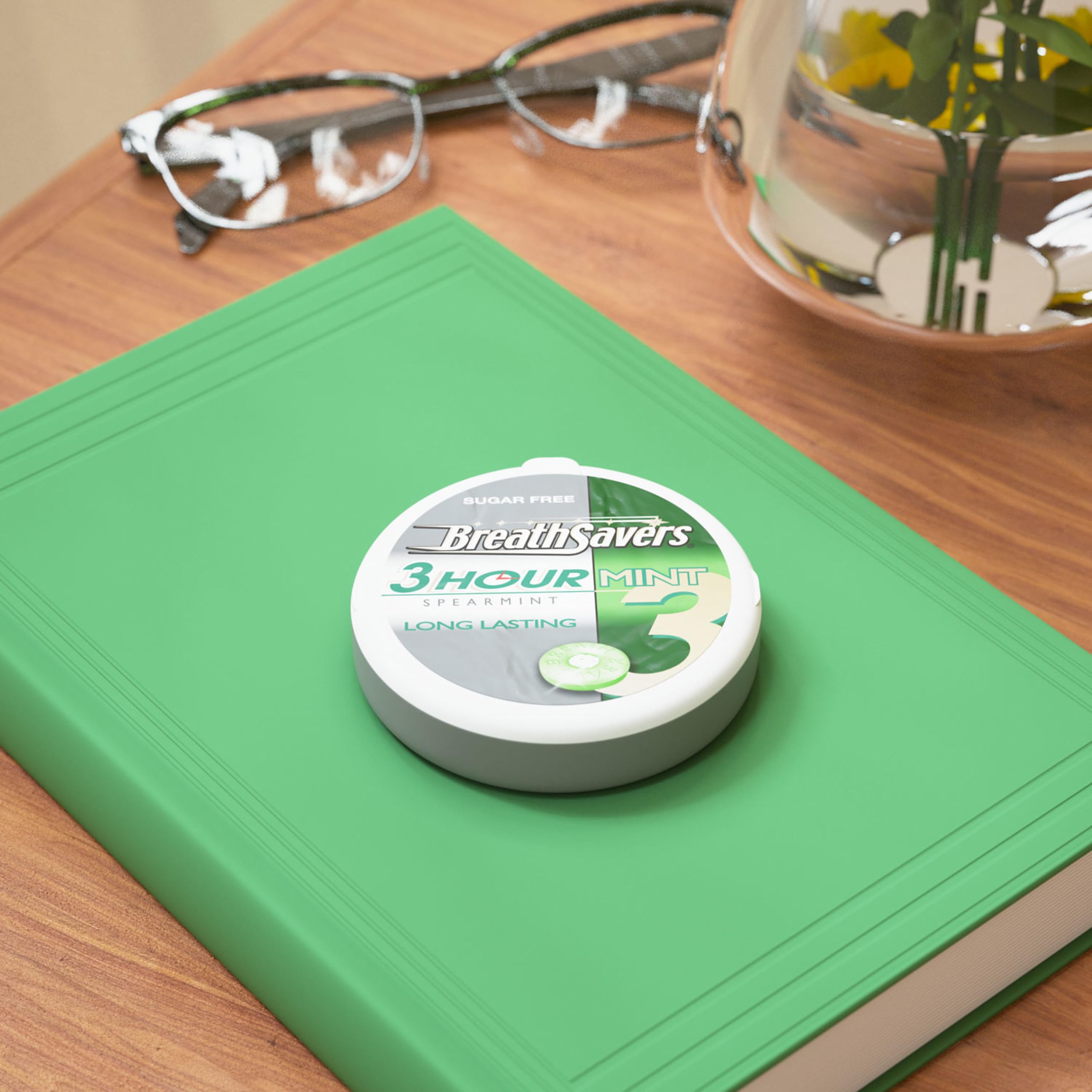 Breath Savers after-garlic-meal mint tin for discreet, fresh breath post-meal.
