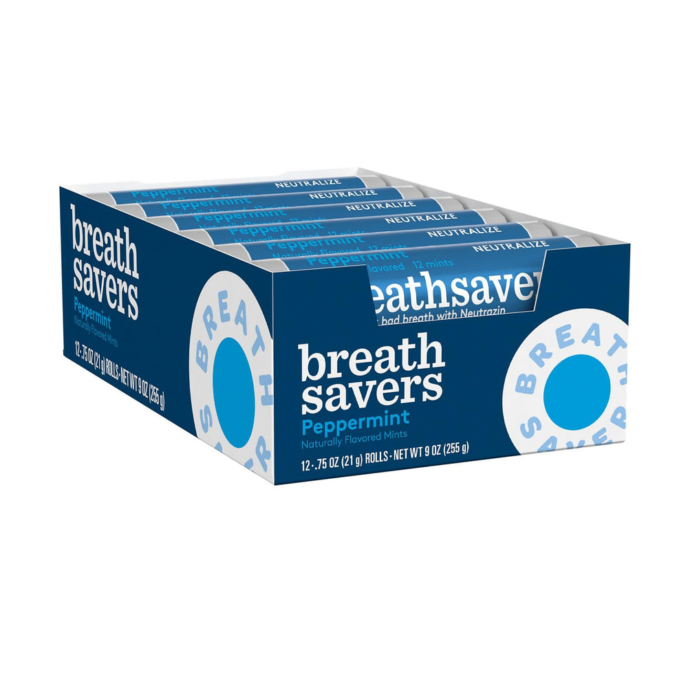 Breath Savers peppermint mints in-pocket for quick breath refreshment.