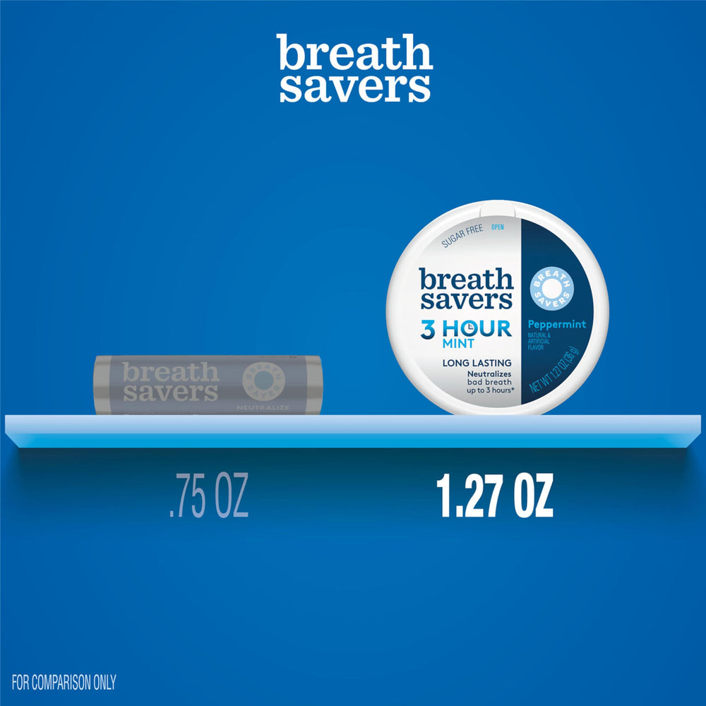 Breath Savers tin in car and desk setup for quick refresh