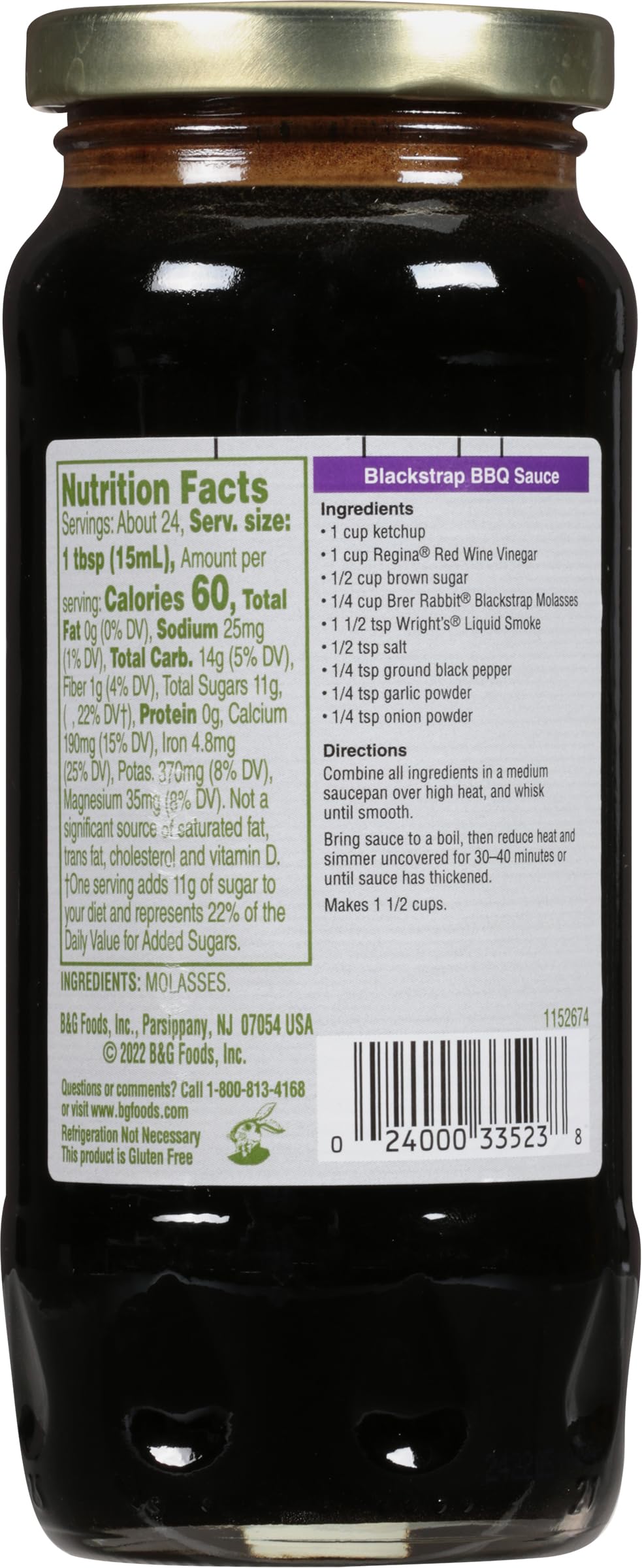 Brer Rabbit blackstrap molasses pack of 12 on pantry shelf