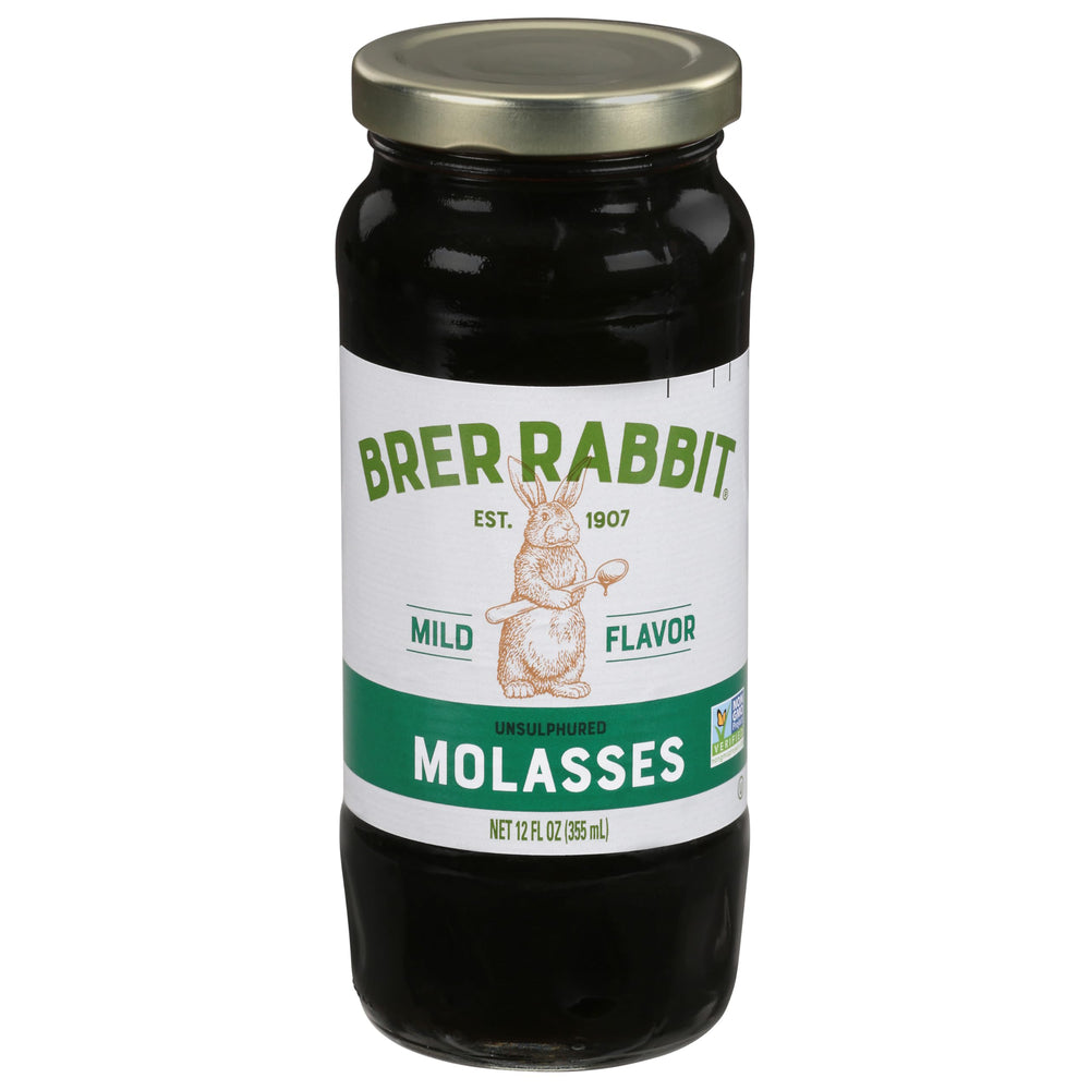 Brer Rabbit Unsulphured Molasses bottle showcasing mild flavor and light color for subtle sweetness
