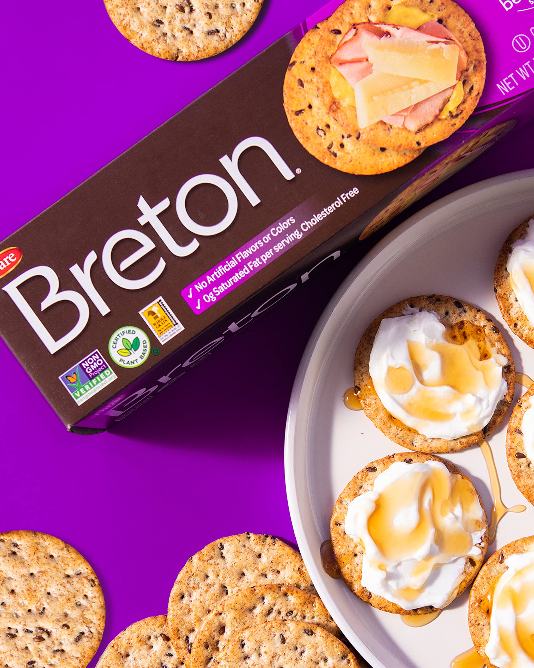 Breton Multigrain Crackers snack in a bento box—portable option.
