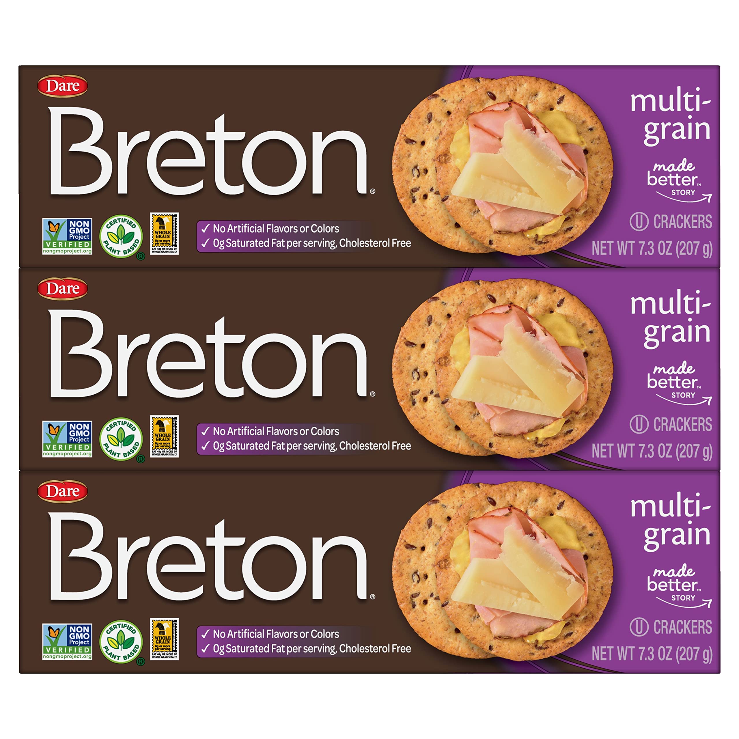 Breton Multigrain Crackers pack shot—great on its own or with toppings.