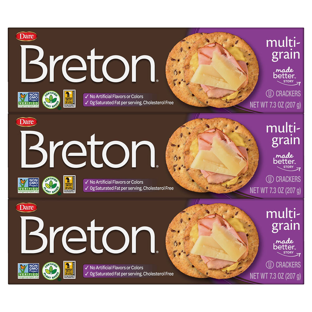 Breton Multigrain Crackers pack shot—great on its own or with toppings.